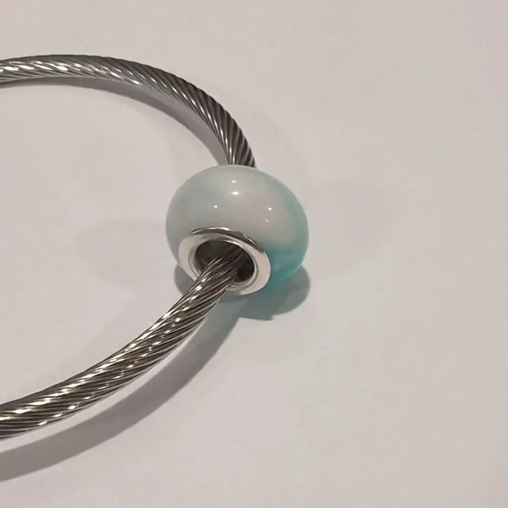 Silver Blue and White Charm for Pandora‎ Style Bracelet